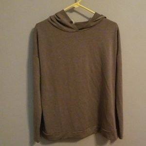 Brown split back hooded shirt